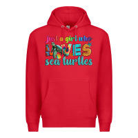 Red just a girl who loves sea turtle Premium Hoodie - Artiststas