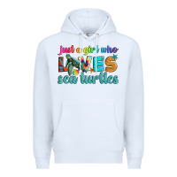 White just a girl who loves sea turtle Premium Hoodie - Artiststas