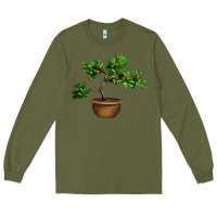 Army Green Guava Tree Bonsai Illustrations Long Sleeve Tee - LillyAllenDesigns