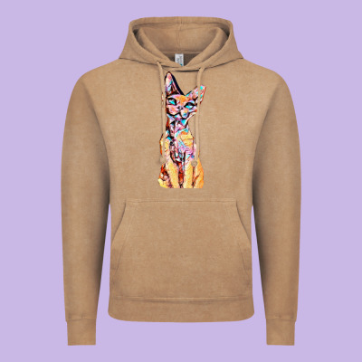 Colorful Cat Vintage Hoodie Designed By Pixelflow