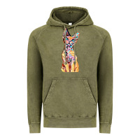 Vintage Olive Colorful Cat Vintage Hoodie - PixelFlow