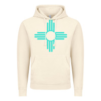 Vintage Artic New Mexico Zia Sun in Turquoise Blue Vintage Hoodie - PixelFlow
