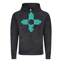 Vintage Black New Mexico Zia Sun in Turquoise Blue Vintage Hoodie - PixelFlow