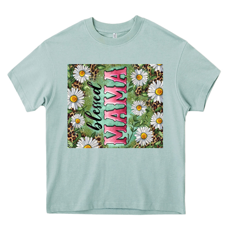 Blessed Mama With Daisy And Leopard Heavy Core Tee by RanaPortraitStore | Teevron