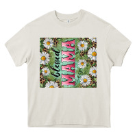 Cream Blessed mama with daisy and leopard Heavy Core Tee - RanaPortraitStore