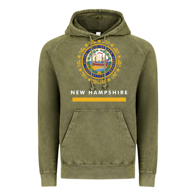 New Hampshire State Flag New Vintage Hoodie by SnappyArt | Teevron