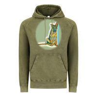 Vintage Olive German Shepherd isolated on whot. Vintage Hoodie - SnappyArt