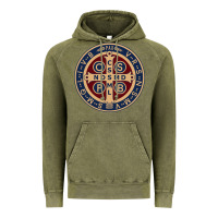 Vintage Olive Saint Benedict Medal 1 Vintage Hoodie - SnappyArt