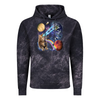 Cloud Black Fluffy Kitten Shoot Laser Rainbow Space Galaxy, Cat Gifts Vintage Hoodie - SnappyArt