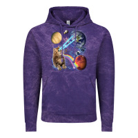 Fluffy Kitten Shoot Laser Rainbow Space Galaxy, Cat Gifts Vintage Hoodie | Teevron