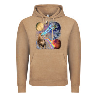 Vintage Coffee Fluffy Kitten Shoot Laser Rainbow Space Galaxy, Cat Gifts Vintage Hoodie - SnappyArt