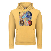 Vintage Mustard Fluffy Kitten Shoot Laser Rainbow Space Galaxy, Cat Gifts Vintage Hoodie - SnappyArt