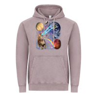 Vintage Zinc Fluffy Kitten Shoot Laser Rainbow Space Galaxy, Cat Gifts Vintage Hoodie - SnappyArt