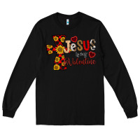 Black Jesus is My Valentine Cross Long Sleeve Tee - CowhideDigitalArt