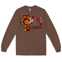 Chestnut Jesus is My Valentine Cross Long Sleeve Tee - CowhideDigitalArt