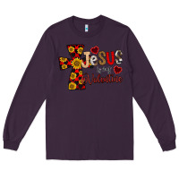 Plum Jesus is My Valentine Cross Long Sleeve Tee - CowhideDigitalArt