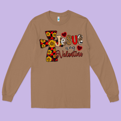 Jesus Is My Valentine Cross Long Sleeve Tee Designed By Cowhidedigitalart