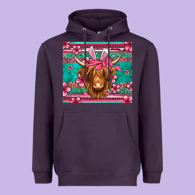Easter Longhaired Cow Heavyweight Hoodie Designed By Jasminsmagicworld