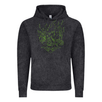 Vintage Black Cyberpunk samurai Neon Green Vintage Hoodie - FloraArt
