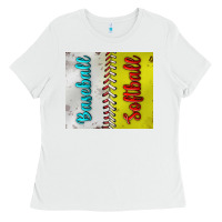 White Baseball And Softball Tumbler Ladies Tee - BundleAndBundleShop