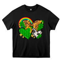 Black St. Patrick's Day hearts with leopard Heavy Core Tee - HowdyJamesFarm