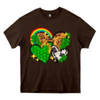 Chocolate Brown St. Patrick's Day hearts with leopard Heavy Core Tee - HowdyJamesFarm