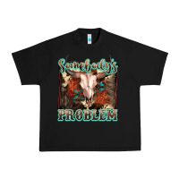 Black Somebody's Problem Bull Skull Urban Heavy Tee - FaDigitalArtStudio