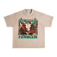 French Oak Somebody's Problem Bull Skull Urban Heavy Tee - FaDigitalArtStudio