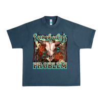 Midnight Navy Somebody's Problem Bull Skull Urban Heavy Tee - FaDigitalArtStudio