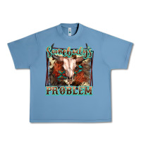 Pebble Blue Somebody's Problem Bull Skull Urban Heavy Tee - FaDigitalArtStudio