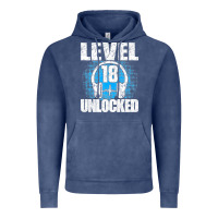 Vintage Denim Level 18 Unlocked Birthday 18 Years Gamer Premium T Shirt Vintage Hoodie - FloraArt