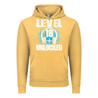 Vintage Mustard Level 18 Unlocked Birthday 18 Years Gamer Premium T Shirt Vintage Hoodie - FloraArt
