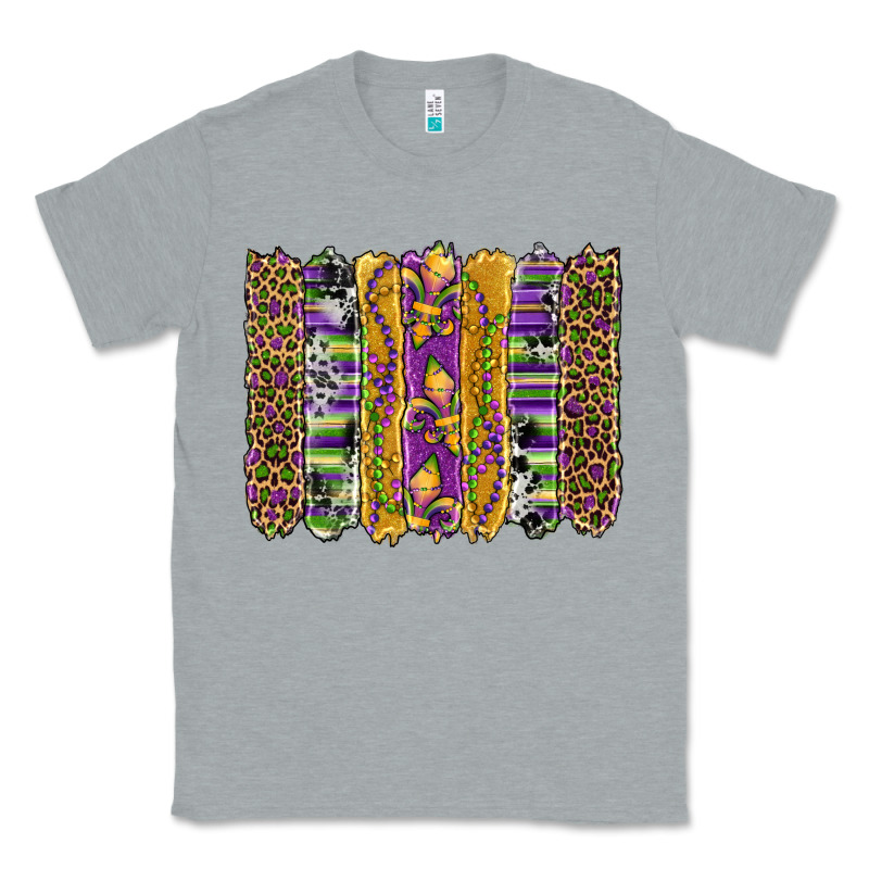 Mardi Gras Fleur De Lis Cowhide Serape Leopard Glitter Brushstrokes Classic Tee by Artiststas | Teevron