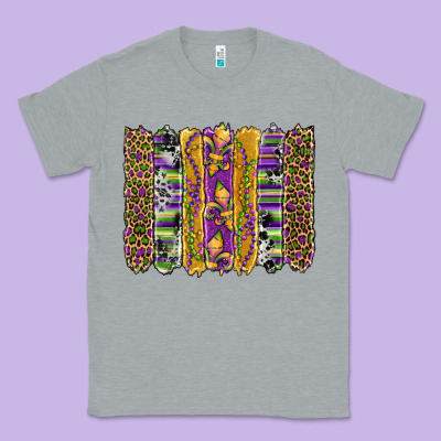 Mardi Gras Fleur De Lis Cowhide Serape Leopard Glitter Brushstrokes Classic Tee Designed By Artiststas