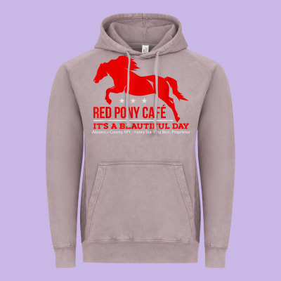 Red Pony Cafe, Funny Cute Horse Lover Vintage Hoodie Designed By Artmosaic