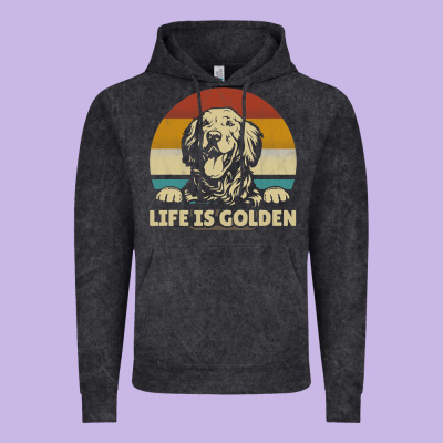 Golden Retriever Dog Life Is Golden Retro Vintage Vintage Hoodie Designed By Artmosaic