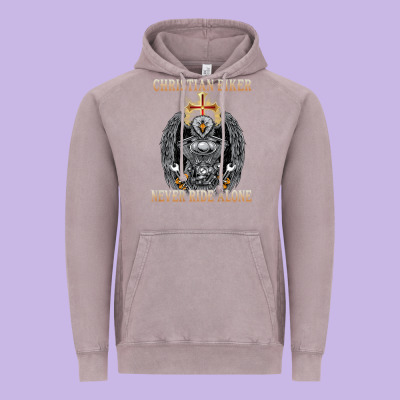 Jesus Christian Biker Never Ride Alone Vintage Hoodie Designed By Artmosaic