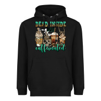Black dead inside but caffeinated skeleton coffee cups Heavyweight Hoodie - Jasminsmagicworld