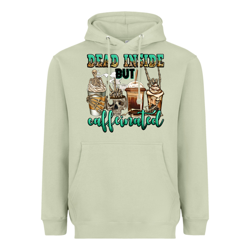 Dead Inside But Caffeinated Skeleton Coffee Cups Heavyweight Hoodie by Jasminsmagicworld | Teevron