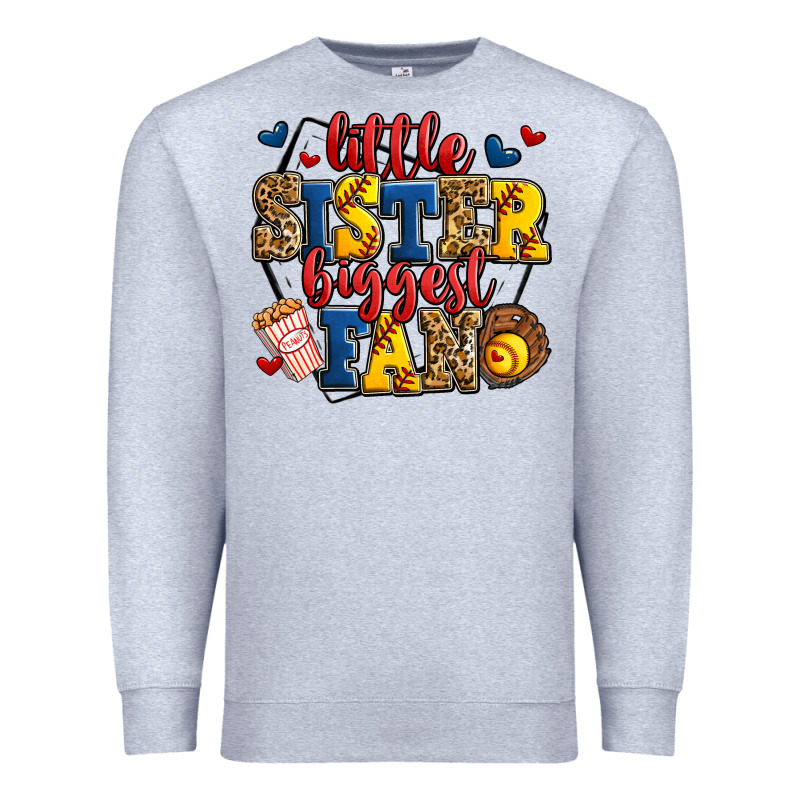 Little Sister Biggest Fan Softball Premium Sweatshirt by Jasminsmagicworld | Teevron