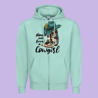 Should Have Been A Cowgirl Zipper Hoodie Designed By Jahusdesignshop