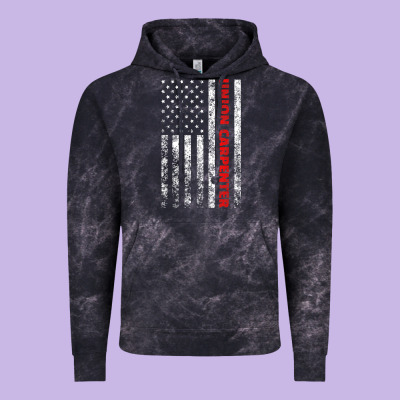 Union Carpenter With A Vintage American Flag For Fans Vintage Hoodie Designed By Artmosaic