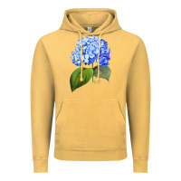 Vintage Mustard Blue  hydrangea Vintage Hoodie - ArtMosaic