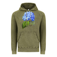 Vintage Olive Blue  hydrangea Vintage Hoodie - ArtMosaic