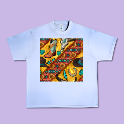 Western Cowboy Bull Skull Seamless Pattern Urban Heavy Tee Designed By Bundleandbundleshop