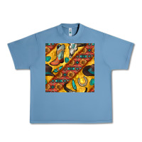 Pebble Blue western cowboy bull skull seamless pattern Urban Heavy Tee - BundleAndBundleShop