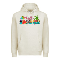 Oatmeal Heather hello summer Premium Hoodie - Artiststas