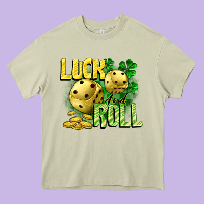 Luck And Roll Heavy Core Tee Designed By Cowgirlartshop