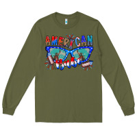 Army Green American babe Long Sleeve Tee - CowhideDigitalArt