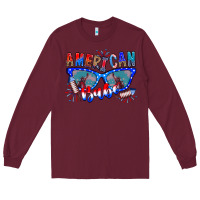 Burgundy American babe Long Sleeve Tee - CowhideDigitalArt